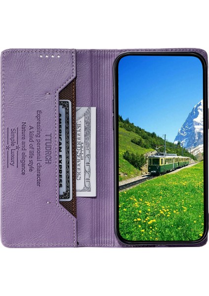 Iphone 12/12 Pro Telefon Cüzdan Kılıfı Pu Deri Stand Telefon Kapağı - Mor (Yurt Dışından)