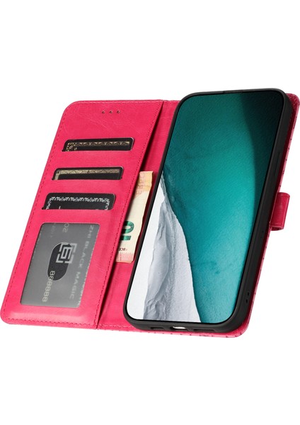 Iphone 12 Pro Max Timsah Dokusu Için Flip Pu Deri Stand Telefon Cüzdan Kılıfı El Strap-Rose (Yurt Dışından)