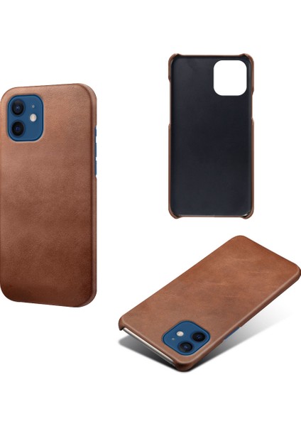 Pu Deri Kaplamalı Sert Pc Kabuk Telefon Kılıf Koruyucu Iphone 12/12 Pro - Brown Için (Yurt Dışından) fiyatları