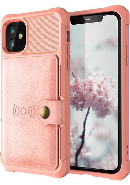 Iphone 12 Pro/12-Rose Gold Için Cüzdan Kickstand Dahili Manyetik Sayfalı Deri Kaplamalı Tpu (Yurt Dışından)
