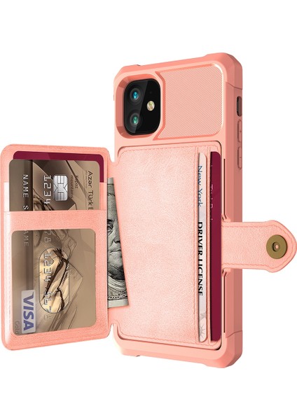 Iphone 12 Pro/12-Rose Gold Için Cüzdan Kickstand Dahili Manyetik Sayfalı Deri Kaplamalı Tpu (Yurt Dışından)