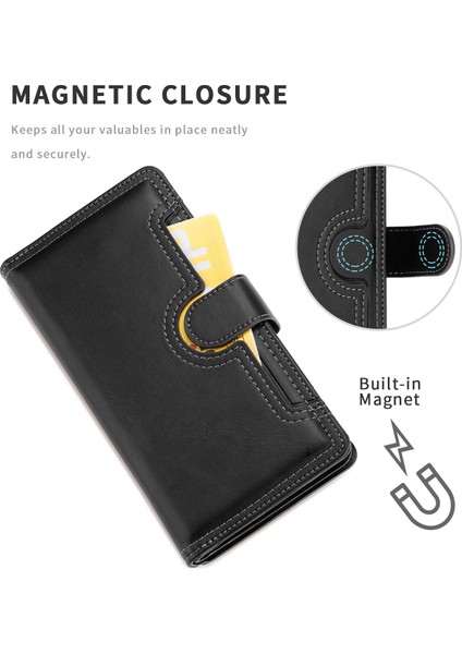 Iphone 12/12 Pro Telefon Kılıfı Anti -Çizgi Anti Şok Geçirmez Çoklu Kart Yuvaları Bölünmüş Deri Telefon Kapağı Telefon Çantası Kılıfı -Black (Yurt Dışından) modelleri