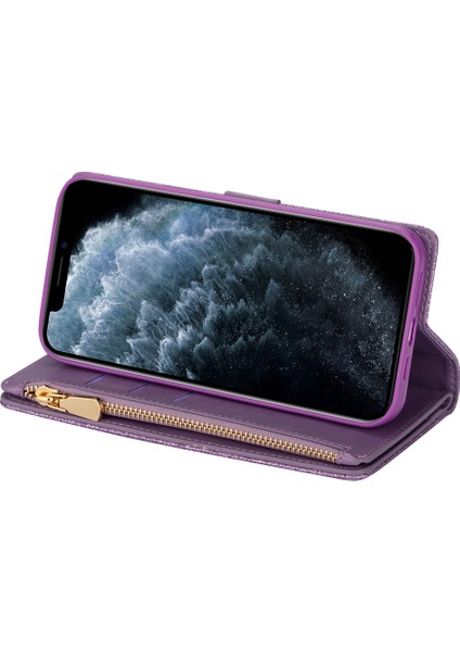 Iphone 12 Pro/12 Için Işıltılı Yıldızlı Stil Lazer Oyma Fermuar Kılıfı - Mor (Yurt Dışından) fırsatları