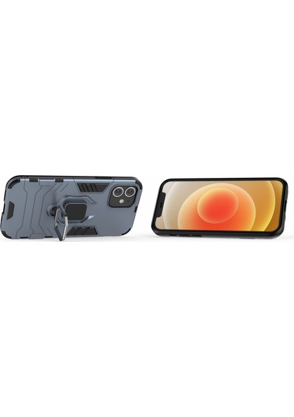 Iphone 12 Pro/12 Için Serin Koruma Parmak Kickstand Pc + Tpu Hibrid Kabuk - Mavi (Yurt Dışından)