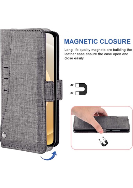 Iphone 12/12 Için Pro Telefon Kılıfı Flip Telefon Kapağı Kot Ceza Doku Pu Deri Deri Cüzdan Dönen Kartı Yuvası Telefon Kılıfı Grey (Yurt Dışından)
