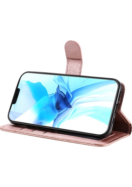Iphone 12/12 Pro Phone Case Anti-Fall Anti-Fall Manyetik Kt Deri Serisi-3 Çıkarılabilir 2'si 1 Arada Cüzdan Tasarım Deri Kılıf -Rose Altın (Yurt Dışından)