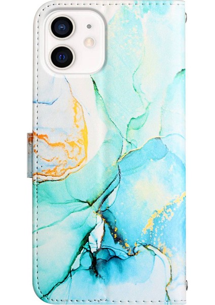 Iphone 12/12 Pro Mezar Desen Şok Geçirmez Pu Deri Cüzdan Standı Case-Green LS003 (Yurt Dışından) modelleri