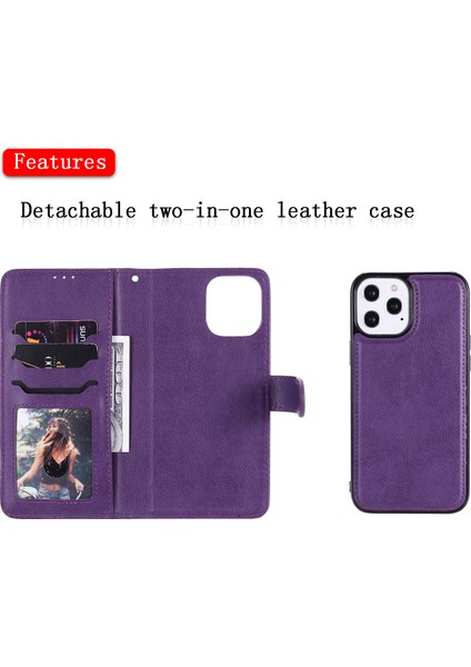 Iphone 12 Pro Maks-Doğum Için Anti-Fall Manyetik Çıkarılabilir 2 Bir Arada Stand Standı Deri Kılıf (Yurt Dışından)