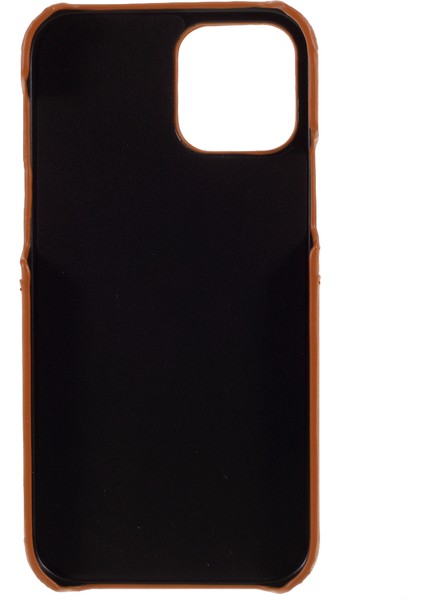Çift Kart Yuvaları Tutucular Pu Deri Kaplamalı Pc Sabit Telefon Kapak Kılıfı Iphone 12 Pro/12 Işık Kahverengi (Yurt Dışından)