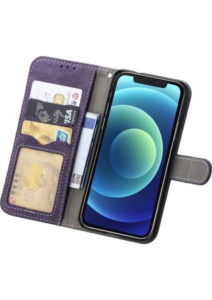 Iphone 12 Pro Max Giyim Dayanıklı Retro Doku Cep Telefon Kılıfı Pu Deri Dergi Dönen Kart Yuvaları Tutucu Stand Cüzdan Kabuk-Doğum (Yurt Dışından) fiyatları