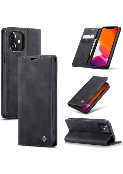 Iphone 12 Pro/12 Için Cüzdanlı Otomatik Emilmiş Deri Stand Flip Shell (Yurt Dışından)