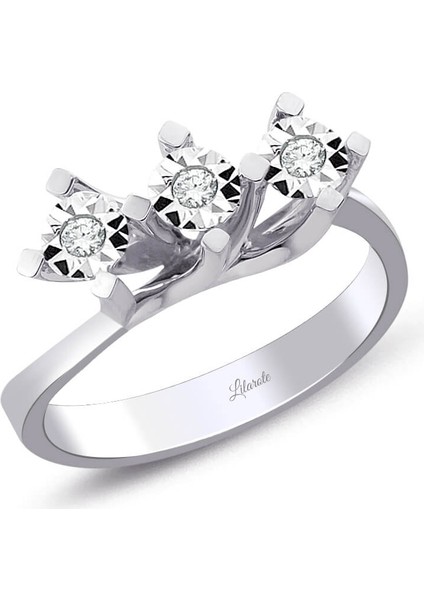 0.15 Ct Pırlanta Üçtaş Lazerli Yüzük