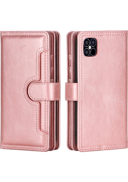 Iphone 12/12 Pro Telefon Kılıfı Anti -Çizgi Anti Şok Geçirmez Çoklu Kart Yuvaları Bölünmüş Deri Telefon Kapağı Telefon Çantası Kılıfı -Rose Altın (Yurt Dışından) fırsatları