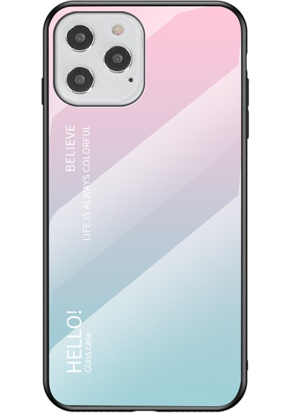 Iphone 12 Pro / 12 Için Gradyan Renk Temsilli Cam + Pc + Tpu Kabuğu - Pembe / Canan (Yurt Dışından)