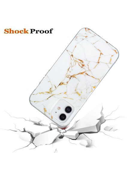 Iphone 12/12 Pro Telefon Kılıfı Için Imd Mermer Desen Yumuşak Tpu Koruyucu Kılıf Cep Telefonu Anti-Çizgiye Geri Kapak-Beyaz (Yurt Dışından) modelleri