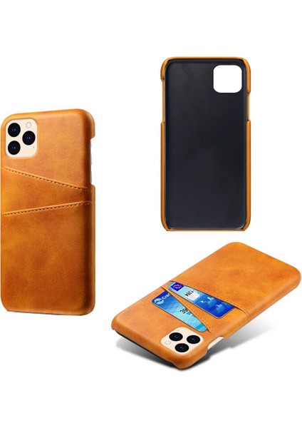 Iphone 12/12 Pro Phone Kılıfı Pu Deri Kaplamalı Plastik Kılıf Çift Kart Yuvaları Tasarım Ultra Ince Koruyucu Kabuk-Orange (Yurt Dışından) fiyatları