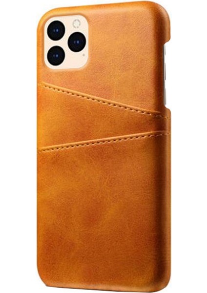 Iphone 12/12 Pro Phone Kılıfı Pu Deri Kaplamalı Plastik Kılıf Çift Kart Yuvaları Tasarım Ultra Ince Koruyucu Kabuk-Orange (Yurt Dışından) modelleri