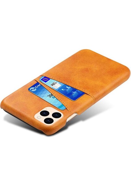 Iphone 12/12 Pro Phone Kılıfı Pu Deri Kaplamalı Plastik Kılıf Çift Kart Yuvaları Tasarım Ultra Ince Koruyucu Kabuk-Orange (Yurt Dışından) fırsatları