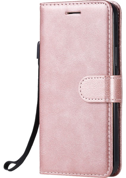 Kt Deri Serisi-2 Düz Renkli Cüzdan Stand Deri Kılıf Iphone 12 Pro-Rose Altın Için Kayış (Yurt Dışından)