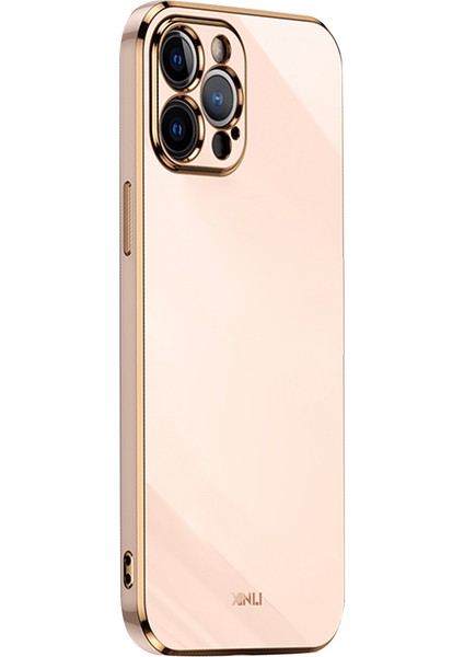 Iphone 12 Pro Telefon Kılıfı Için Tpu Koruyucu Kapak Hassas Lens Kesim Telefon Geri Kılıf Elektrapılaşma Altın Kenar-Pink (Yurt Dışından)