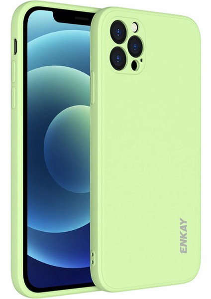 Iphone 12 Pro-Işık Yeşil Için Hassas Tut Düz Kenar Sıvı Sıvı Silikon Telefon Koruyucu Kılıf (Yurt Dışından)