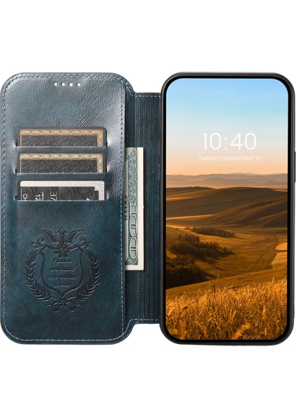 Iphone 12 Pro Max Deri Telefon Kılıfı Cep Telefonu Stand Cüzdan Kapağı Magsafe-Mavi ile Uyumlu (Yurt Dışından) fiyatları