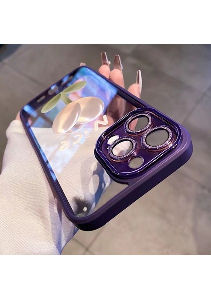 Iphone 12 Pro Max Tulip Desen Telefon Kapağı Hafif Toz Dekor Cam+Tpu Telefon Kılıfı Kabuk-Moral (Yurt Dışından)