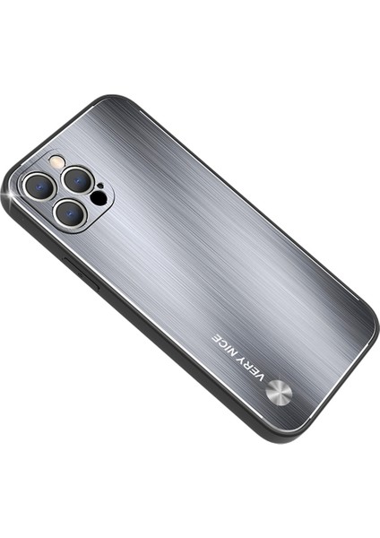 Iphone 12 Pro Max Anti-Cratch Alüminyum Alaşım+Tpu Telefon Geri Damla Damla Geçirmez Kapak Fırçalanmış Telefon Kılıfı (Yurt Dışından)