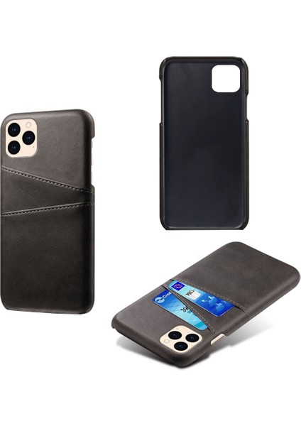 Iphone 12/12 Pro Telefon Kılıfı Pu Deri Kaplamalı Plastik Kılıf Çift Kart Yuvaları Tasarım Ultra Ince Koruyucu Kabuk Black (Yurt Dışından) fiyatları