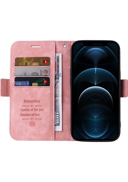 Iphone 12/12 Pro Telefon Kılıfı Için Baskılı Dikiş Hattı Pu Deri+Tpu Kılıf Cüzdan Stand Telefon Kapağı Strap-Pink ile (Yurt Dışından) fiyatları