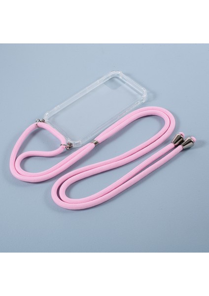 Iphone 12 Pro Max Glossy Tpu+Akrilik Kapak Için Textil Lanyard - Pink - Pink (Yurt Dışından)