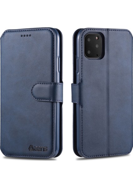 Iphone 12 Pro/iphone 12 Için Cüzdan Deri Stand Kılıfı - Mavi (Yurt Dışından)