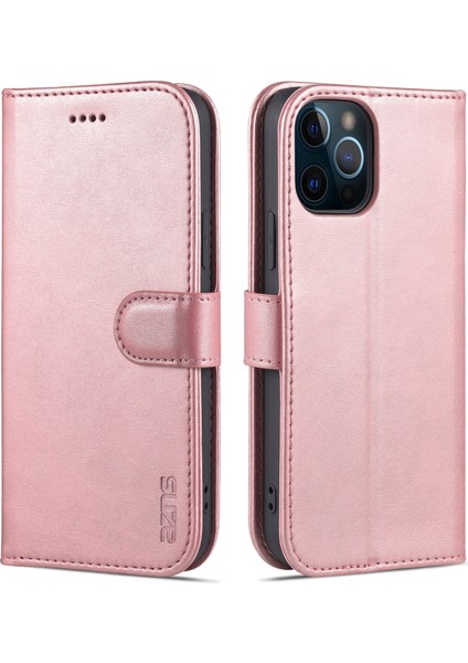 Pu Deri Çok Yolda Koruma Telefon Kapak Cüzdan Stand Kılıfı Iphone 12 Pro Max 6.7 Inç-Rose Altın (Yurt Dışından)