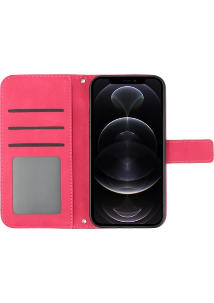 Iphone 12/12 Pro Telefon Kılıfı HT04 Baskılı Ayçiçeği Telefon Cüzdan Standı Kılıf Cilt Touch Pu Deri Folyo Flip Kapak Omuz Kayışı Ros (Yurt Dışından) fırsatları