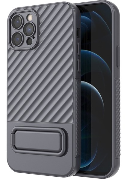 Iphone 12 Pro, Kickstand Design Shockproof Tpu Telefon Kılıfı Için Anti -Cratch Telefon Kapağı - Gray (Yurt Dışından)