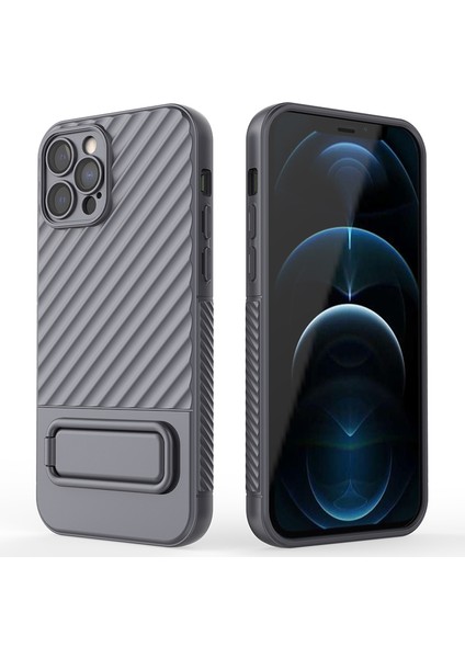 Iphone 12 Pro, Kickstand Design Shockproof Tpu Telefon Kılıfı Için Anti -Cratch Telefon Kapağı - Gray (Yurt Dışından)