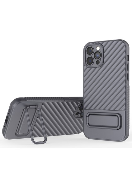Iphone 12 Pro, Kickstand Design Shockproof Tpu Telefon Kılıfı Için Anti -Cratch Telefon Kapağı - Gray (Yurt Dışından)