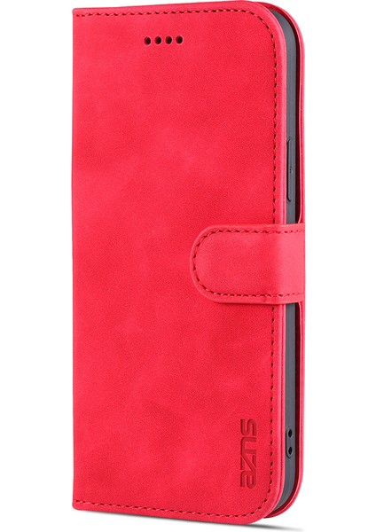 Pu Deri Çok Yolda Koruma Telefon Kapak Cüzdan Stand Stand Kılıfı Iphone 12 Pro Max 6.7 Inç - Kırmızı (Yurt Dışından)
