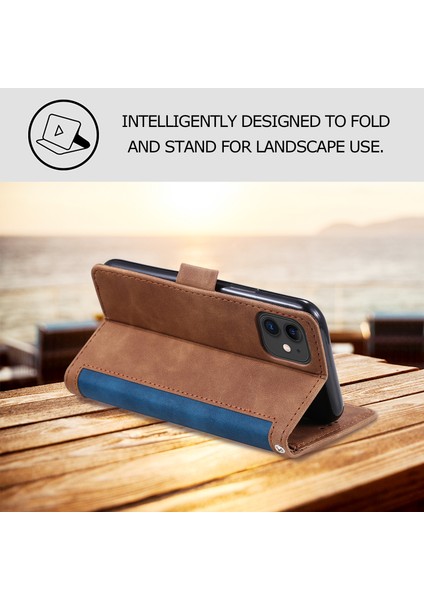 Iphone 12 Pro/iphone 12 Için Vintage Ekleme Tarzı Kapak Standı Deri Flip Kabuk - Mavi (Yurt Dışından) fiyatları
