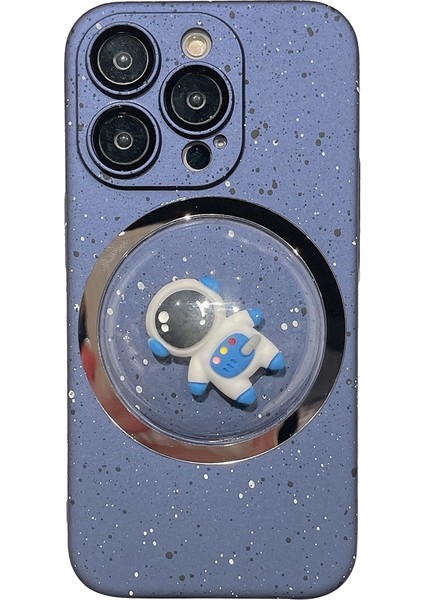 Iphone 12 Pro Telefon Kılıfı Anti-Cratch Pc Için 3D Dönen Astronot Dışbükey Lens Telefon Kılıfı Lens Film-Dark Blue (Yurt Dışından)