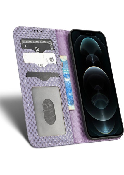 Iphone 12 Pro Max Max Telefon Kasası Başka Durdurması Telefon Kapı Pu Deri Magnetıc Atomao Orbebed Flıp Cellet Kapak Stand Izgara Dokusu Cep Telefonu Kabuk Işık Mor (Yurt Dışından) fiyatları
