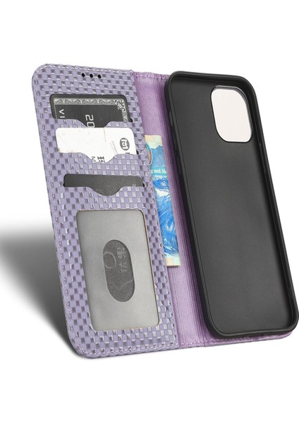 Iphone 12 Pro Max Max Telefon Kasası Başka Durdurması Telefon Kapı Pu Deri Magnetıc Atomao Orbebed Flıp Cellet Kapak Stand Izgara Dokusu Cep Telefonu Kabuk Işık Mor (Yurt Dışından) fırsatları