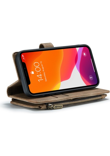 Iphone 12/12 Pro Telefon Kılıfı Birden Çok Kart Yuvası Iyi Korumalı Dayanıklı Fermue Cüzdan Pu Deri Telefon Kılıfı Stand -Brown (Yurt Dışından) fırsatları