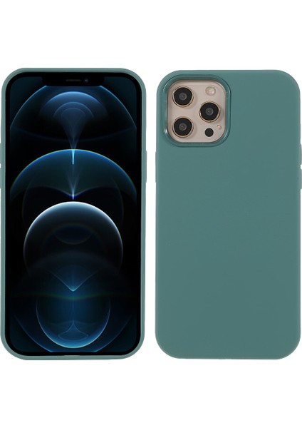 Iphone 12 Pro Max 6.7 Inç Için Yumuşak Dokunmatik Katı Silikon Tam Vücut Koruyucu Kasa - Çam Yeşil (Yurt Dışından)