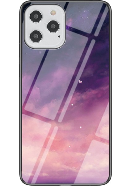 Yıldızlı Gökyüzü Temperli Cam + Pc + Tpu Koruma Hibrit Kılıf Iphone 12 Pro/12 - Mor Gökyüzü (Yurt Dışından)