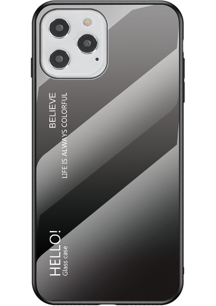 Iphone 12 Pro / 12 Için Gradyan Renk Temsilli Cam + Pc + Tpu Kabuğu - Gri / Siyah (Yurt Dışından)