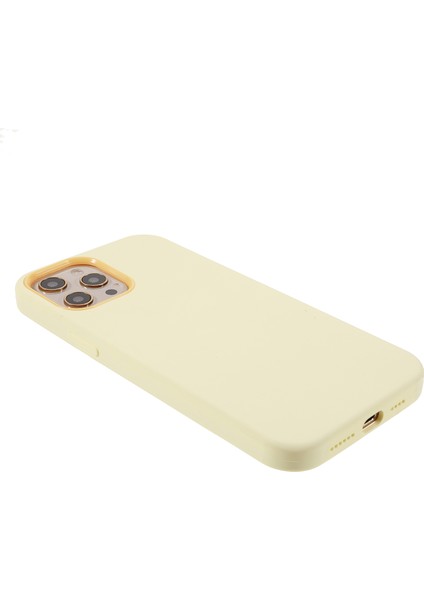 Iphone 12 Pro Max 6.7 Inç Için Yumuşak Dokunmatik Katı Silikon Tam Vücut Koruyucu Kasa - Krem Sarı (Yurt Dışından)