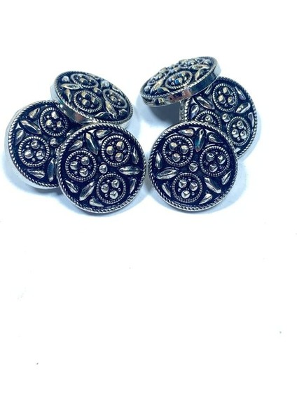 Kaban Mont Düğmesi / Metal Düğme / Antrasit Gümüş / 3 cm / 6'lı Set