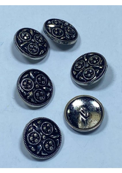 Kaban Mont Düğmesi / Metal Düğme / Antrasit Gümüş / 3 cm / 6'lı Set