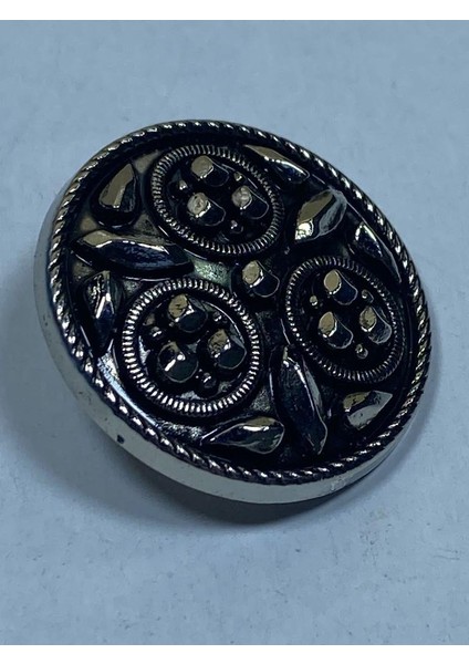 Kaban Mont Düğmesi / Metal Düğme / Antrasit Gümüş / 3 cm / 6'lı Set